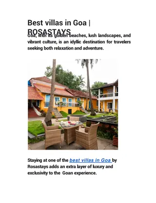 Best villas in Goa | ROSASTAYS