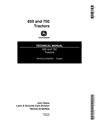 JOHN DEERE 650 TRACTOR Service Repair Manual Instant Download (TM1242)
