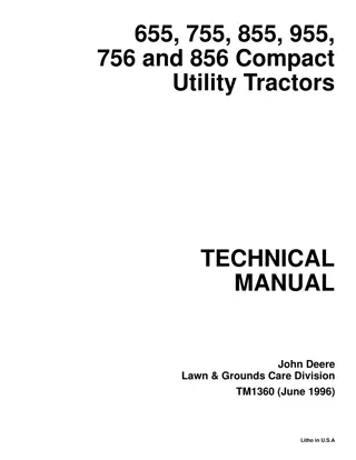 John Deere 655 Compact Utility Tractor Service Repair Manual Instant Download