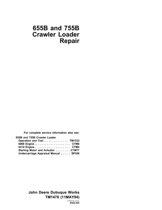 JOHN DEERE 655B CRAWLER LOADER Service Repair Manual Instant Download (tm1478)