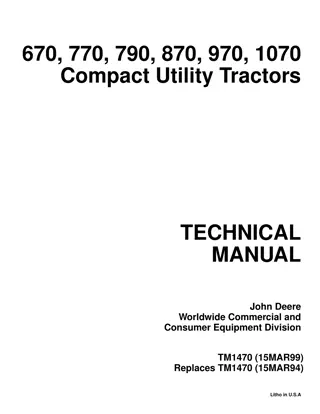 John Deere 670 Compact Utility Tractor Service Repair Manual Instant Download