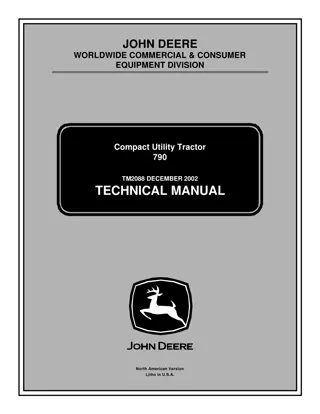 John Deere 790 Compact Utility Tractor Service Repair Manual Instant Download (TM2088)