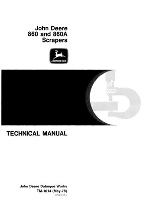 JOHN DEERE 860 SCRAPER Service Repair Manual Instant Download (tm1014)