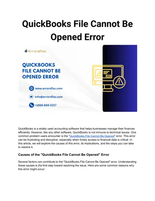 QuickBooks File Cannot Be Opened Error