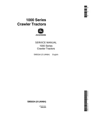 John Deere 1010 Crawler Tractor Service Repair Manual Instant Download (sm2034)