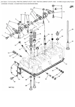 John Deere 1050 (SN 011000 and below) Compact Utility Tractor Parts Catalogue Manual Instant Download (PC1766)