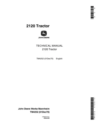 John Deere 2120 Tractor Service Repair Manual Instant Download (tm4252)