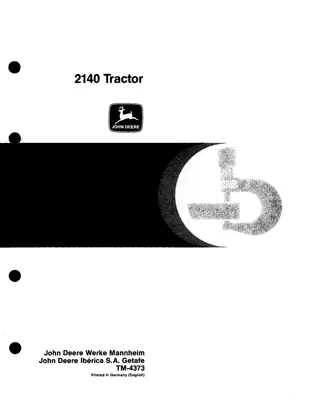 JOHN DEERE 2140 TRACTOR Service Repair Manual Instant Download (tm4373)