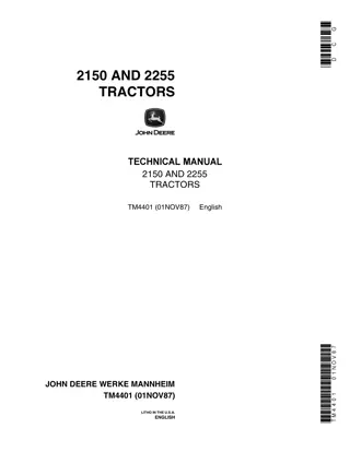 John Deere 2150 Tractor Service Repair Manual Instant Download (tm4401)