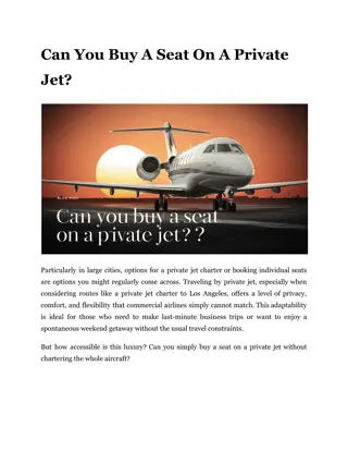 Can You Buy A Seat On A Private Jet?