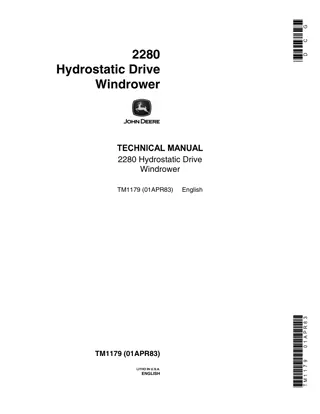 John Deere 2280 Hydrostatic Drive Windrower Service Repair Manual Instant Download (tm1179)
