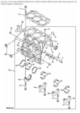 John Deere 2305 Compact Utility Tractor Parts Catalogue Manual Instant Download (PC9501)