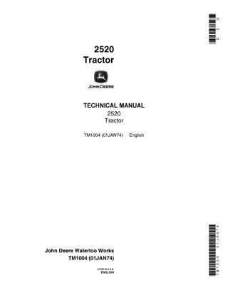 John deere 2520 Tractor Service Repair Manual Instant Download (tm1004)