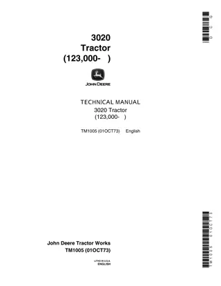 John Deere 3020 Tractor Service Repair Manual Instant Download (tm1005)