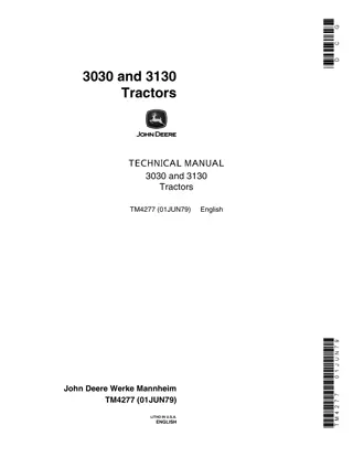 John Deere 3030 Tractor Service Repair Manual Instant Download (tm4277)