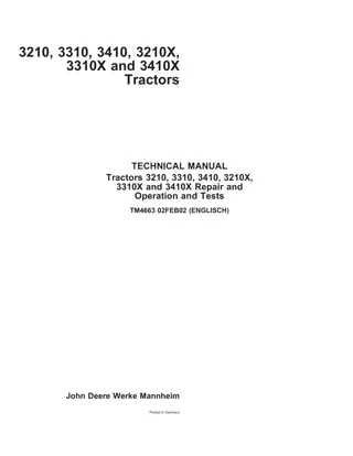 John Deere 3310X Tractor Service Repair Manual Instant Download (tm4663)