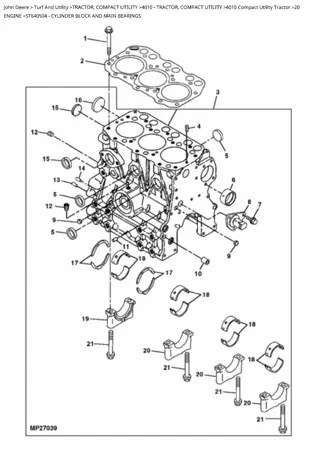 John Deere 4010 Compact Utility Tractor Parts Catalogue Manual Instant Download (PC2915)