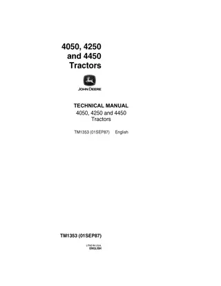 JOHN DEERE 4450 TRACTOR Service Repair Manual Instant Download (tm1353)