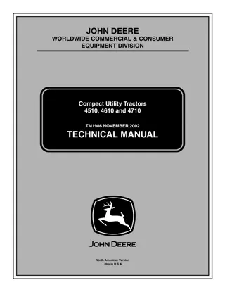 John Deere 4510 Compact Utility Tractor Service Repair Manual Instant Download (TM1986)