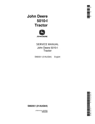 John Deere 5010-I Tractor Service Repair Manual Instant Download (sm2051)