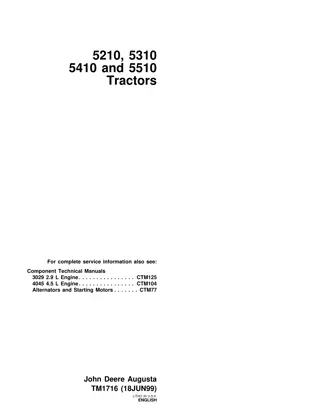 JOHN DEERE 5310 TRACTOR Service Repair Manual Instant Download (TM1716)