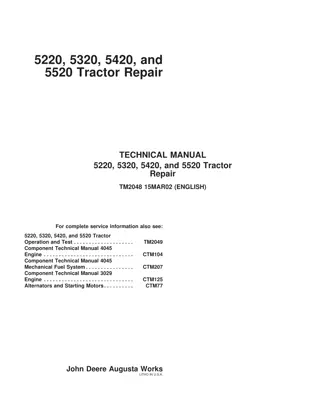 JOHN DEERE 5320 TRACTOR Service Repair Manual Instant Download (TM2048)