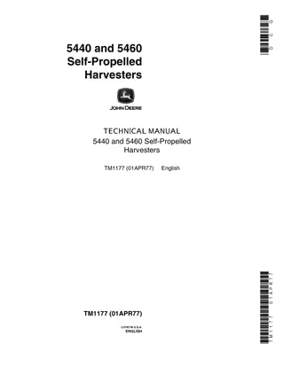 John Deere 5460 Self-Propelled Harvesters Service Repair Manual Instant Download (tm1177)