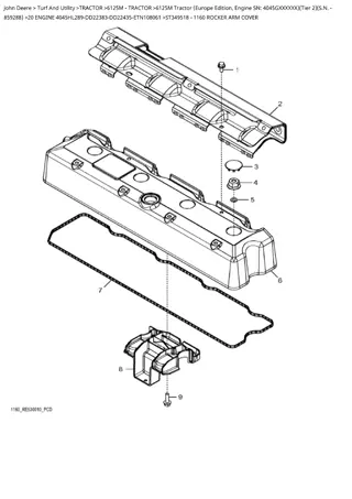 John Deere 6125M Tractor (Europe Edition, Engine SN 4045GXXXXXX) (Tier 2) (S.N. 859288 and below) Parts Catalogue Manual Instant Download (PC4706)