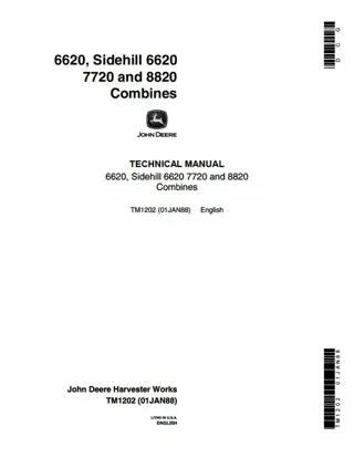 John Deere 6620 Combine Service Repair Manual Instant Download (TM1202)