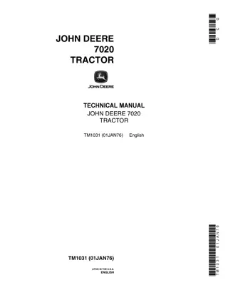 John Deere 7020 Tractor Service Repair Manual Instant Download (tm1031)