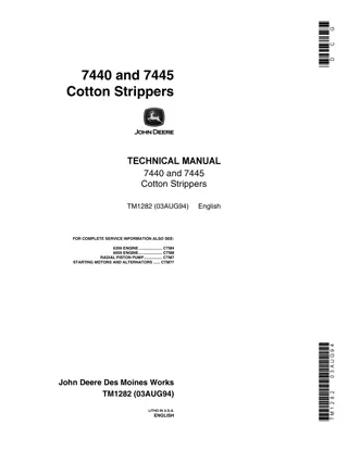 John Deere 7440 Cotton Strippers Service Repair Manual Instant Download (tm1282)