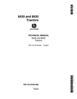 John Deere 8430 Tractor Service Repair Manual Instant Download (tm1143)