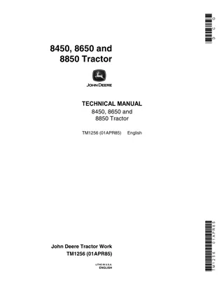 John Deere 8850 Tractor Service Repair Manual Instant Download (tm1256)