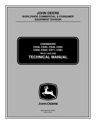 John Deere Chainsaws CS40 Service Repair Manual Instant Download (TM1917)