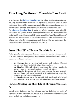 How Long Do Shroom Chocolate Bars Last_