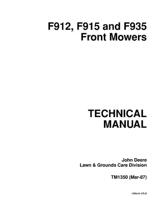 John Deere F912 Front Mower Service Repair Manual Instant Download (tm1350)