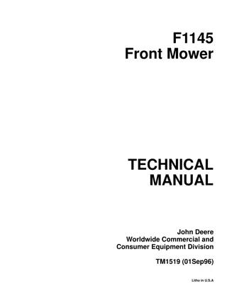 John Deere F1145 Front Mower Service Repair Manual Instant Download (TM1519)