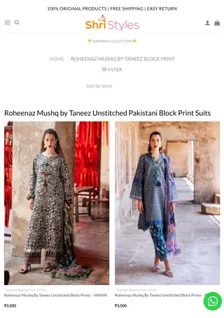 Roheenaz Mushq by Taneez Unstitched Pakistani Block Print Suits