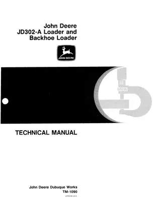 JOHN DEERE JD302A Loader and Backhoe Loader Service Repair Manual Instant Download (tm1090)