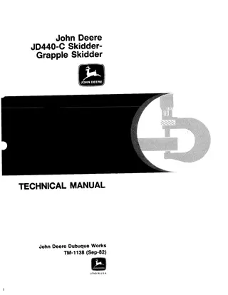 JOHN DEERE JD440C Skidder - Grapple Skidder Service Repair Manual Instant Download (TM1138)