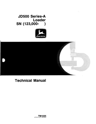 JOHN DEERE JD500A LOADER BACKHOE Service Repair Manual Instant Download (tm1025)