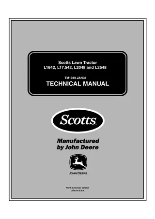 John Deere L17.542 Scotts Lawn Tractor Service Repair Manual Instant Download (tm1949)