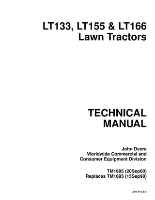 JOHN DEERE LT133 LAWN GARDEN TRACTOR Service Repair Manual Instant Download (TM1695)