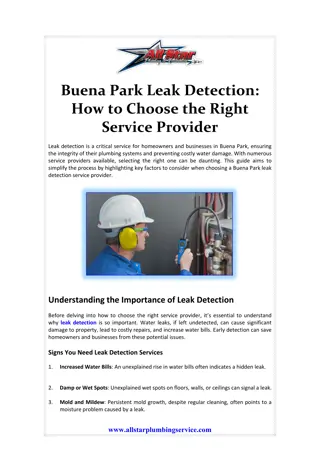Buena Park Leak Detection - How to Choose the Right Service Provider