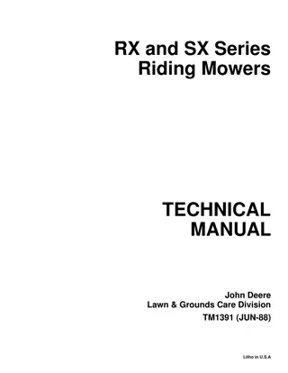 JOHN DEERE SX95 RIDING MOWERS Service Repair Manual Instant Download (TM1391)