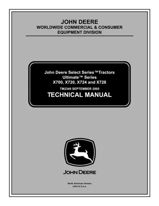 JOHN DEERE X700 LAWN and GARDEN TRACTOR Service Repair Manual Instant Download (TM2349)