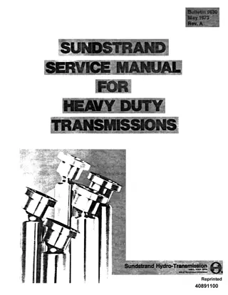 Sundstrand Service Manual for Heavy Duty Transmissions Instant Download (Publication No.40891100)