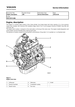 Volvo EC27C Compact Excavator Service Repair Manual Instant Download