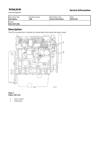 Volvo EC35 Compact Excavator Service Repair Manual Instant Download