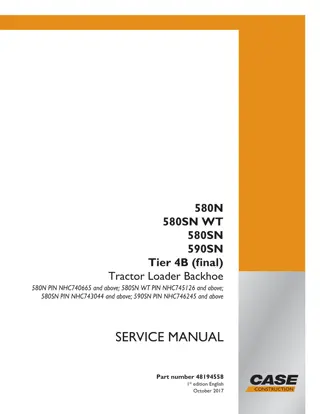 CASE 580SN Tier 4B (final) Tractor Loader Backhoe Service Repair Manual Instant Download (580SN PIN NHC743044 and above)